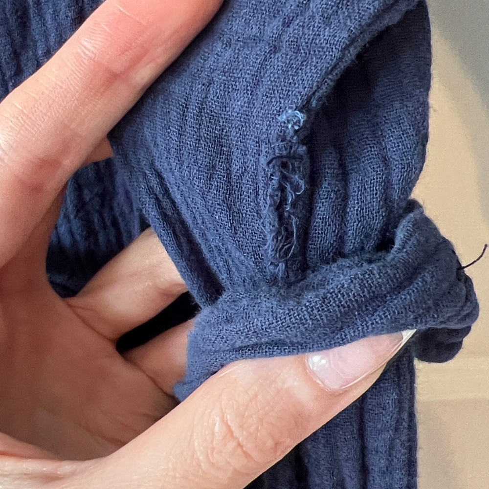 NOM ($128 retail) Navy Blue Maternity Jumpsuit 100% cotton super soft size small - Picture 7 of 8